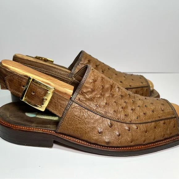 Luxurious Ostrich Leather Men's Sandals - Picture 2 of 8